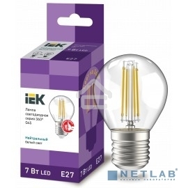 Лампа LED G45 шар прозр. Iek LLF-G45-7-230-40-E27-CL 7Вт 230В 4000К E27 серия 360°