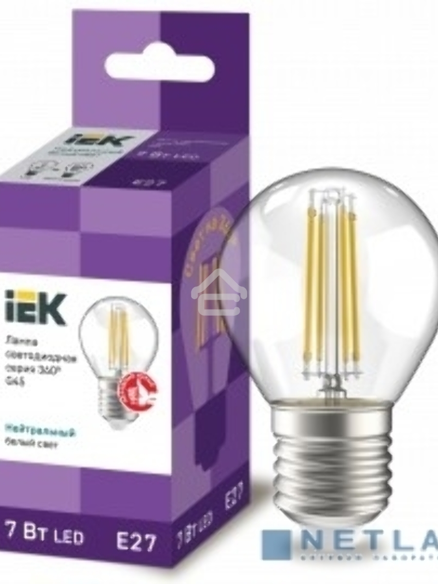 Лампа LED G45 шар прозр. Iek LLF-G45-7-230-40-E27-CL 7Вт 230В 4000К E27 серия 360°