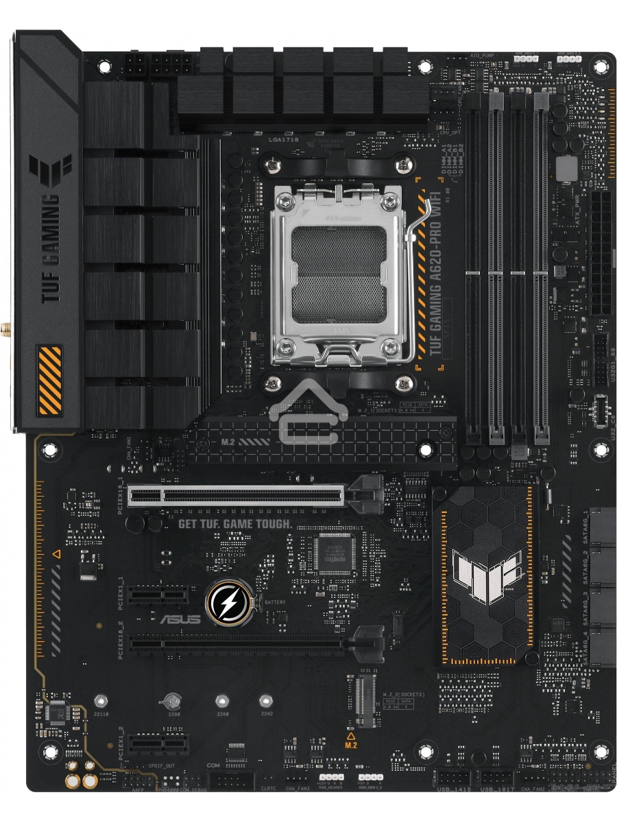 Материнская плата ASUS TUF GAMING A620-PRO WIFI, AM5, AMD A620, 4xDDR5, 4xSATA, 2xM.2, 1xPCI-E 4.0 x16, 1xPCI-E 3.0 x16, 2xPCI-E x1, 1xHDMI, 1xDP, 1x 2.5Gb LAN, 3xUSB-A 2.0, 2xUSB-A 3.2 Gen 2, 1xUSB-C 3.2 Gen 1, 5x3.5 мм, 7.1, ATX