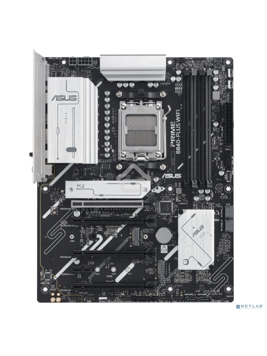 Материнская плата ASUS PRIME B840-PLUS WIFI, AM5, AMD B840, 4xDDR5, 4xSATA, 3xM.2, 1xPCIe 4.0 x16, 1xPCIe 3.0 x16, 2xPCIe 3.0 x16, 1xPCIe 3.0 x1, 1xDP, 1xHDMI, 1x 2.5Gb LAN, 8xUSB-A, 3x3.5 мм, 7.1, ATX