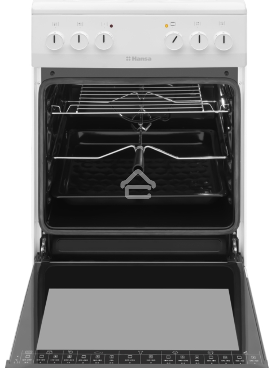 Плита электрическая Hansa FCEW54120 белый, конфорок 4 шт, духовка 62 л, 50 см x 85 см x 60 см