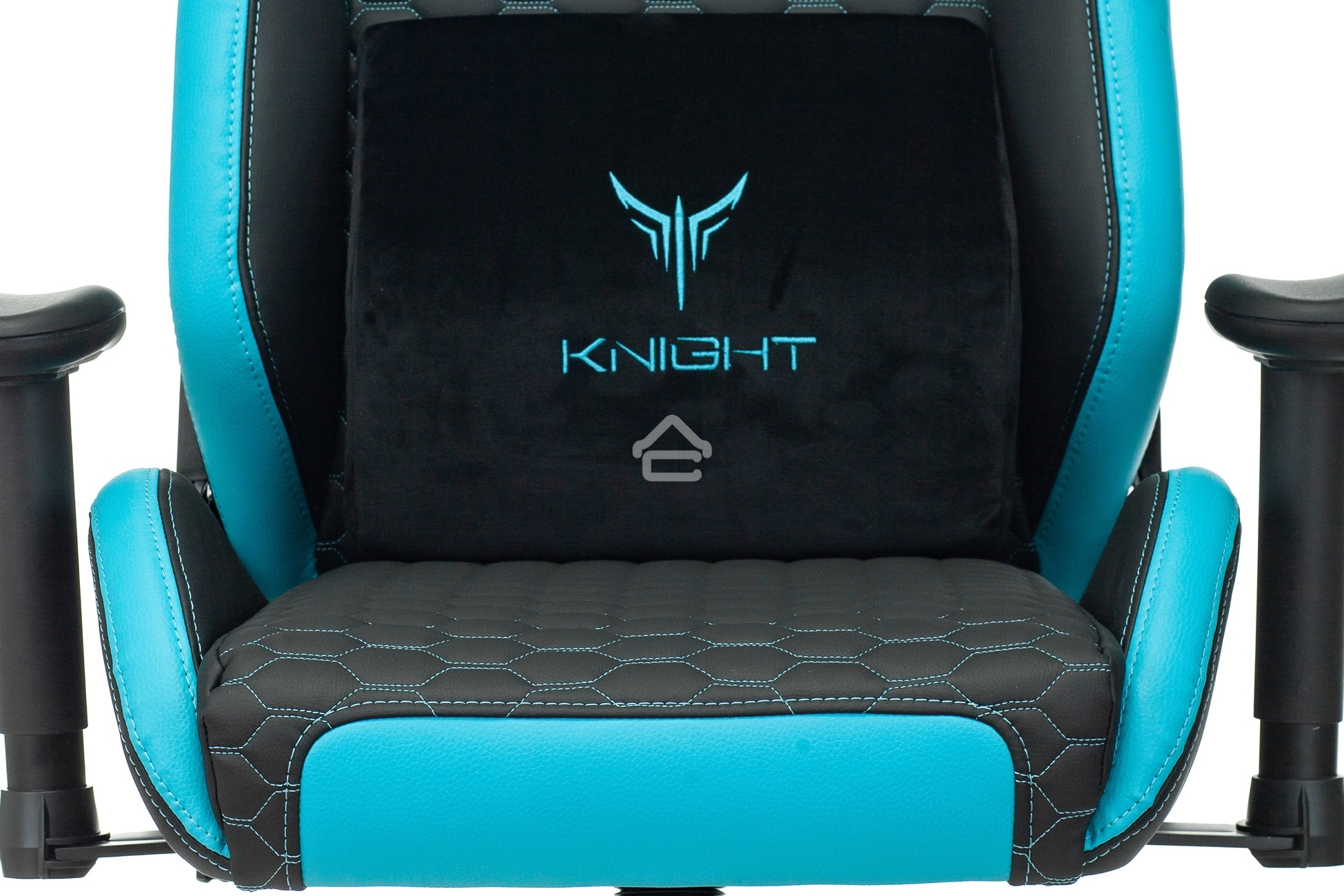 Кресло игровое Knight Neon черный/голубой соты эко.кожа с подголов. крестовина металл