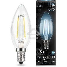 Лампа светодиодная филаментная Gauss Black Filament 11Вт свеча 4100К E14