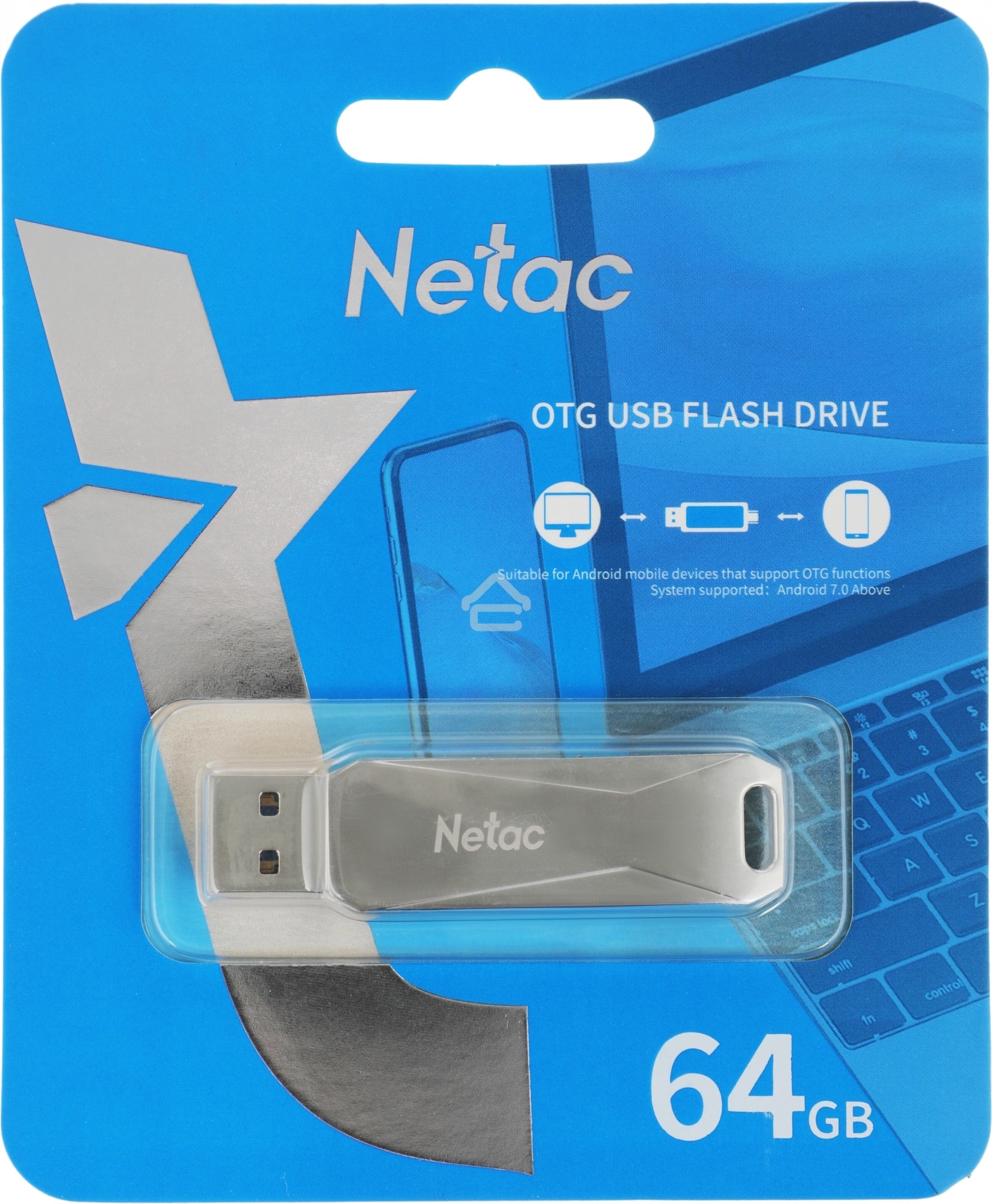 Флешка USB Netac U782C dual USB 3.0+TypeC 64Gb, retail version