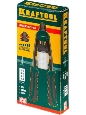 Заклепочник KRAFTOOL 31161  двуручный для заклёпок из al стали нерж стали d=2.4/3.2/4.0/4.8мм