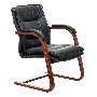 Кресло офисное Бюрократ T-9927WALNUT-AV черный, кожа, полозья дерево