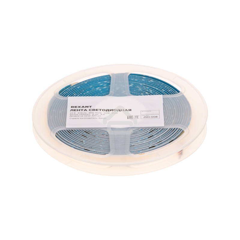 Лента светодиодная 24В, COB 8Вт/м, 320 LED/м, 4000K, 8мм, 5м, IP20 Rexant