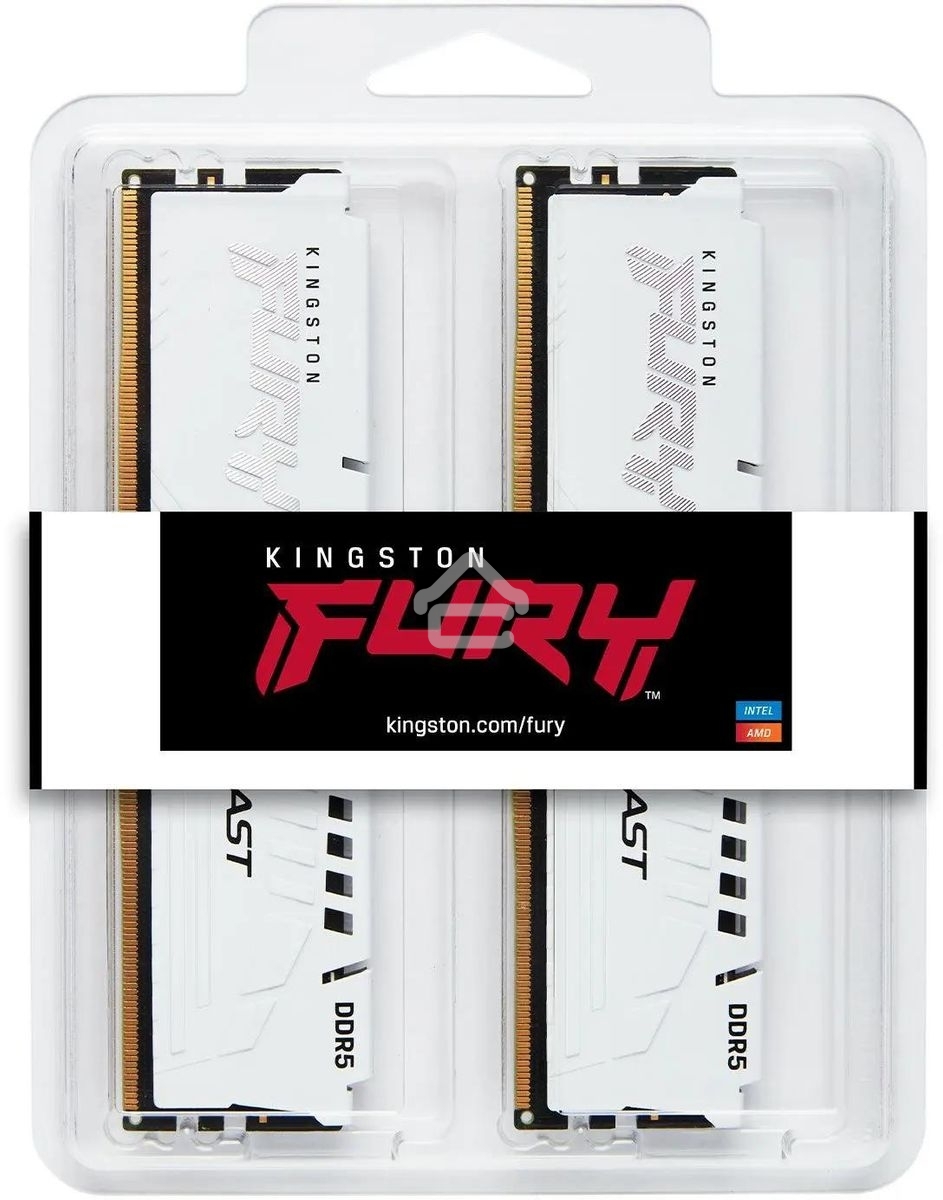 Оперативная память Kingston Fury Beast, DDR5, 64Gb (2x32 GB), 5600 MHz, CL36, DIMM, радиатор, белый
