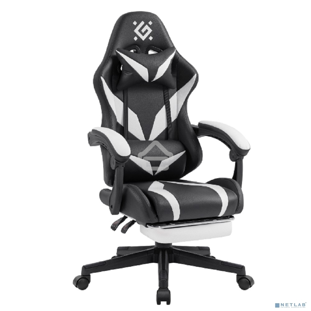 Кресло игровое Defender Aspect черный/белый, класс 4, PU, подножка