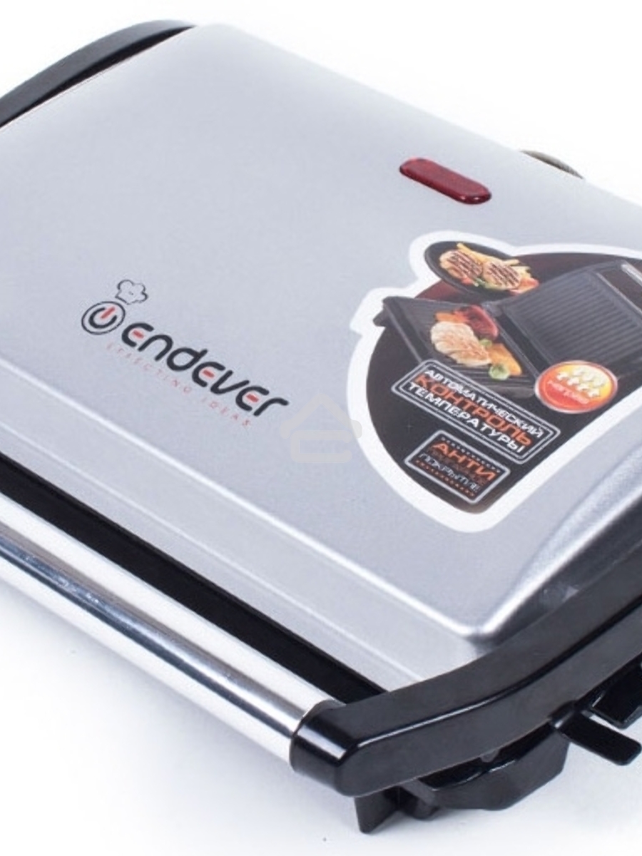 Электрогриль Endever Grillmaster 115, 1500 Вт, авто терморегулятор, антипригарное покрытие, индикатор нагрева, серебристый/черный