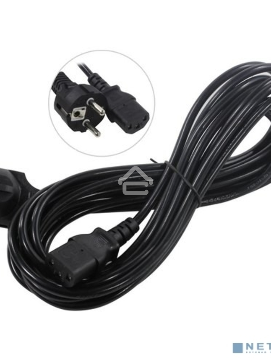 Кабель питания ExeGate Power PC-5P (Евровилка Schuko->С13) VDE-250V-3*0.5-CU, 6A, черный, 5м