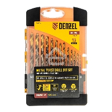 Набор сверл по металлу Denzel 1,5-6,5мм, Р6М5К8-TiN, Golden Tip, 13 шт 723006
