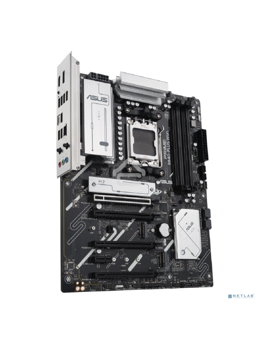 Материнская плата ASUS PRIME B840-PLUS WIFI, AM5, AMD B840, 4xDDR5, 4xSATA, 3xM.2, 1xPCIe 4.0 x16, 1xPCIe 3.0 x16, 2xPCIe 3.0 x16, 1xPCIe 3.0 x1, 1xDP, 1xHDMI, 1x 2.5Gb LAN, 8xUSB-A, 3x3.5 мм, 7.1, ATX