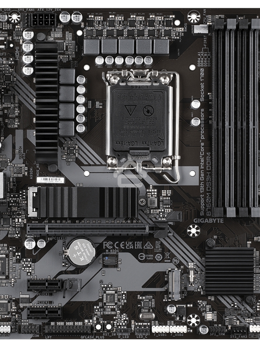 Материнская плата Gigabyte B760M DS3H DDR4, LGA 1700, Intel B760, 4xDDR4, 4xSATA, 2xM.2, 1xPCIe 4.0 x16, 2xPCIe x1, 1xHDMI, 1xDP, 1xVGA, 1x 2.5Gb LAN, 3xUSB-A 3.2 Gen 1, 1xUSB-C 3.2 Gen 2, 2xUSB-A 2.0, 3x3.5 мм, 7.1, mATX