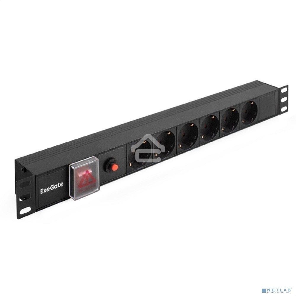 Блок розеток горизонтальный ExeGate ServerPro PDU-19H605 Al-6S-C14-SW-O, 19