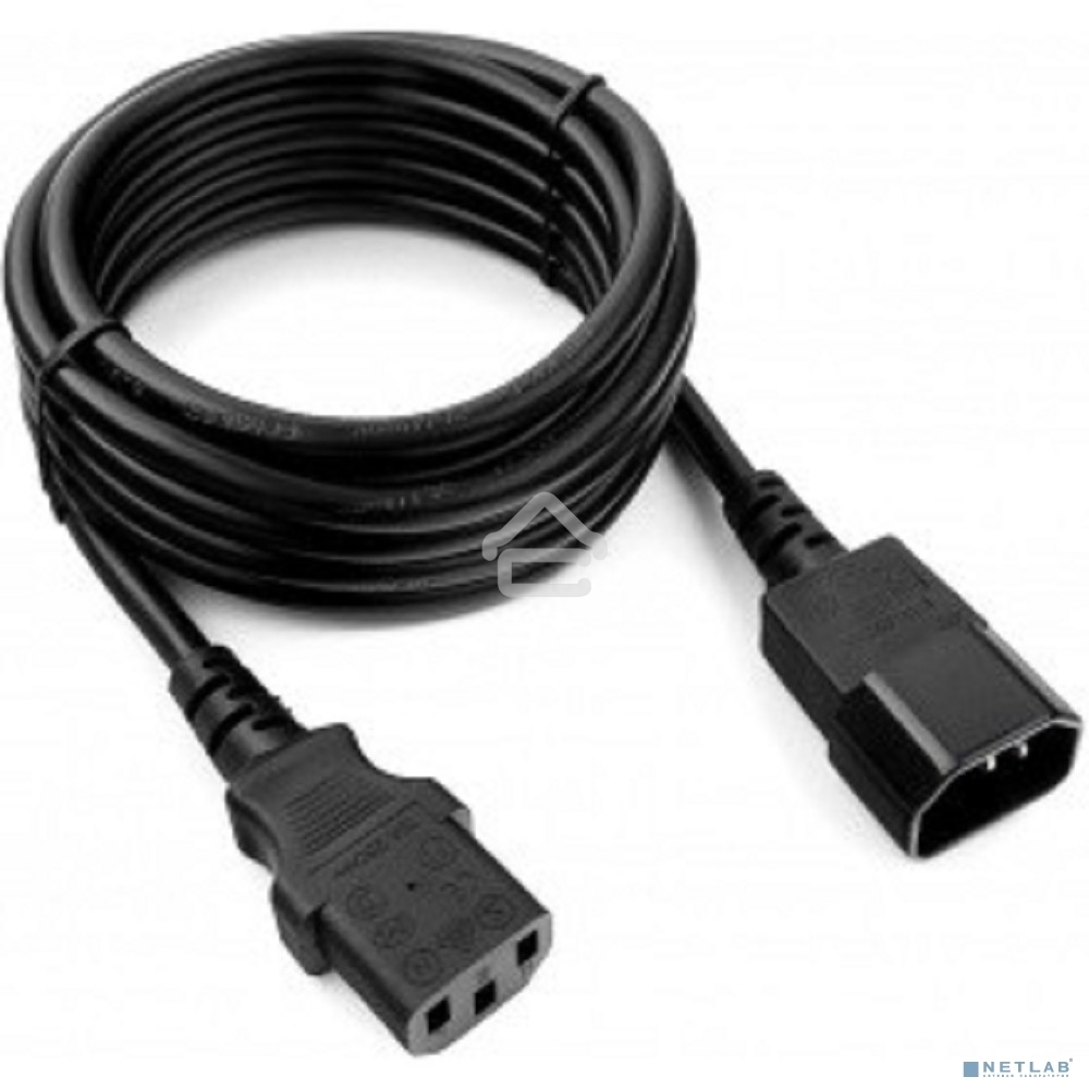 Кабель питания сист.блок-монитор Cablexpert PC-189-1-3M, 3м, C13-C14, 3x1кв.мм., черный, с заземлением