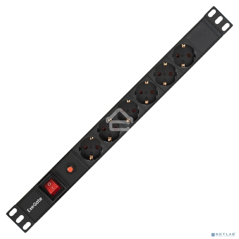 Блок розеток горизонтальный ExeGate ServerPro PDU-19H605 Al-6S-C14-SW-O, 19