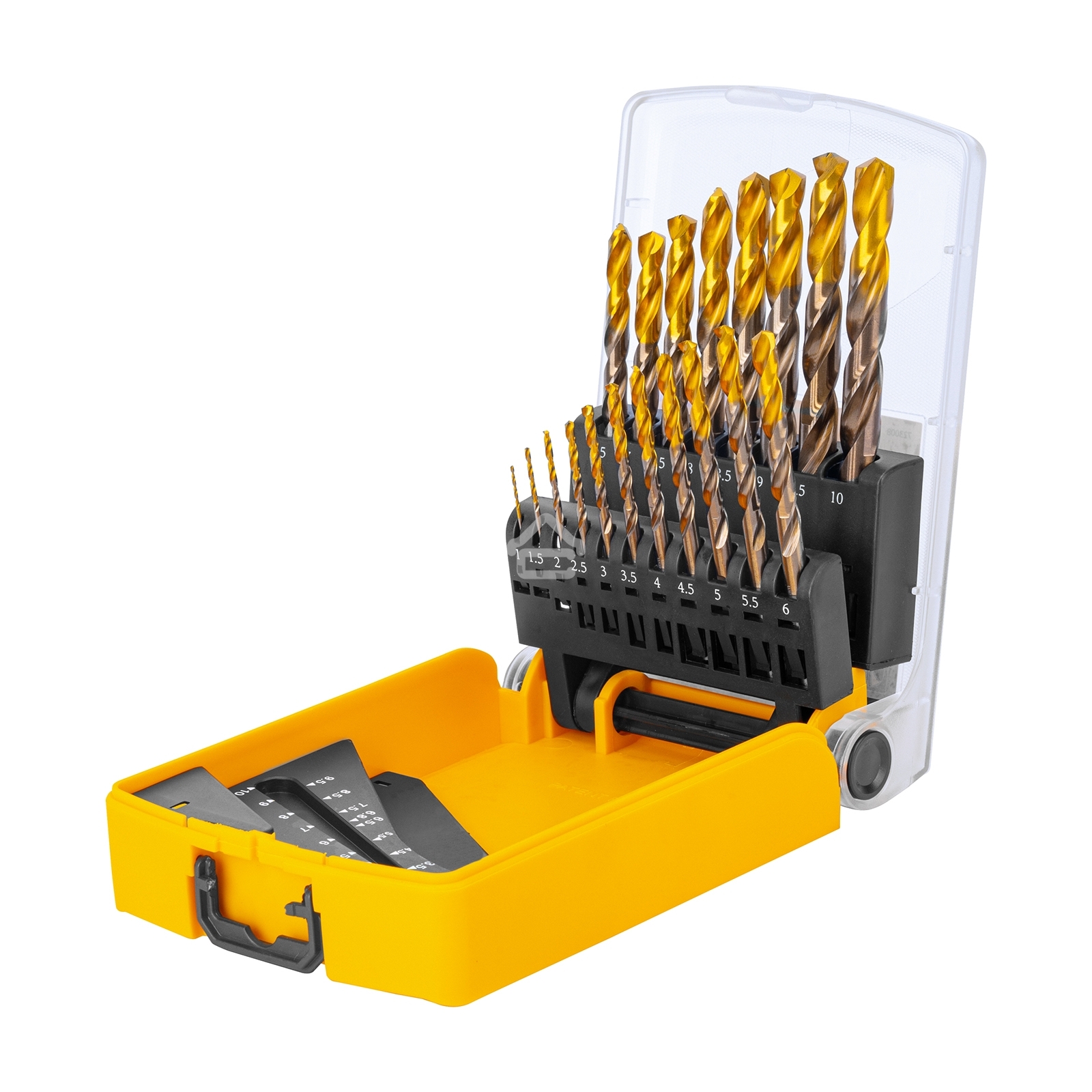 Набор сверл по металлу Denzel 1-10 мм, Р6М5К8-TiN, Golden Tip, 19 шт 723008