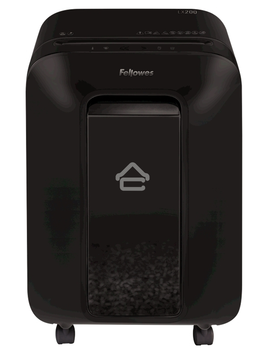 Шредер Fellowes PowerShred LX200 черный (секр.P-4)/перекрестный/12лист./22лтр./скрепки/скобы/пл.карты