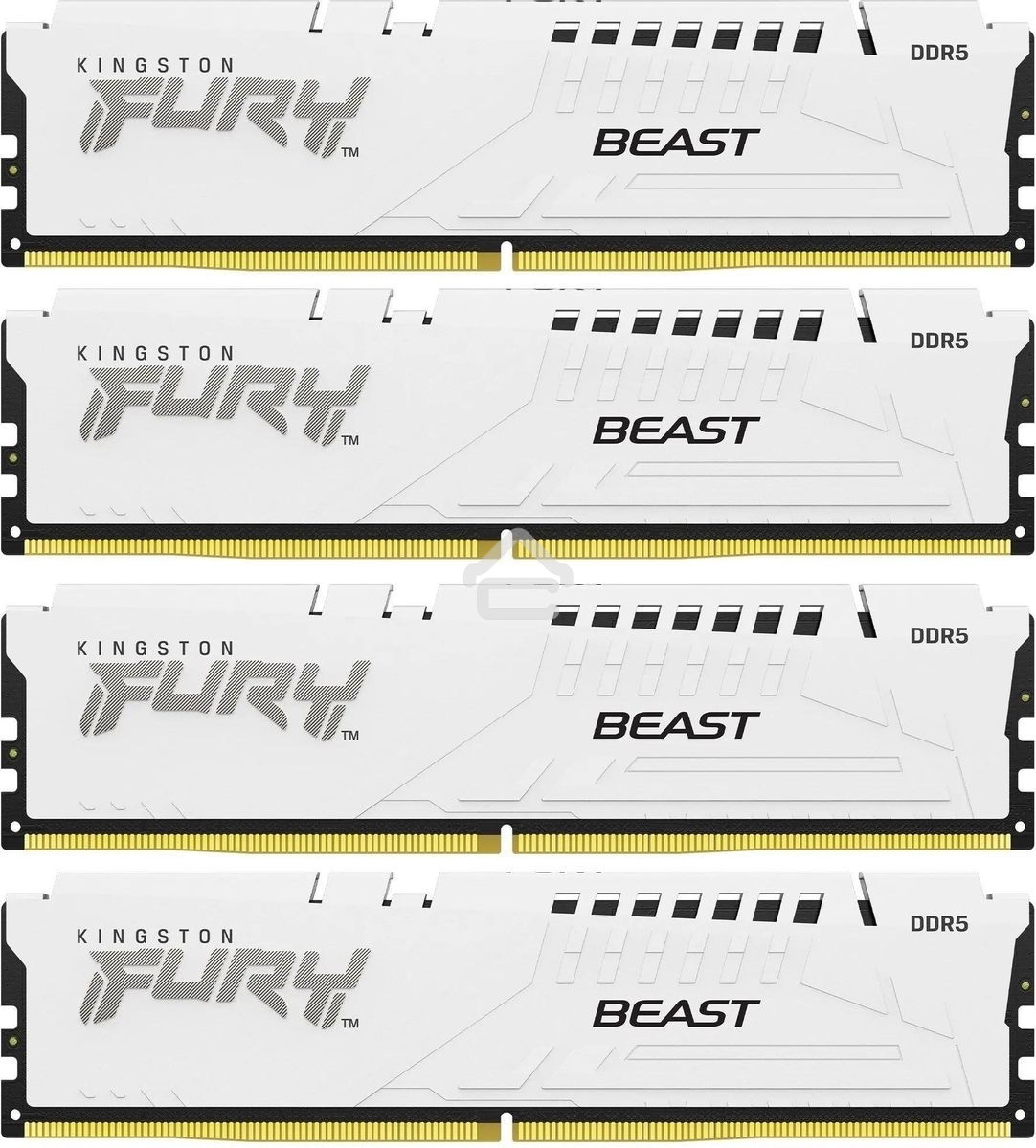 Оперативная память Kingston Fury Beast, DDR5, 64Gb (4x16 Gb), 6000 MHz, CL40, DIMM, радиатор, белый