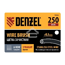 Щетка зачистная Denzel 6-и рядная, прямая проволока из нержавеющей стали с деревянной ручкой, EFP
