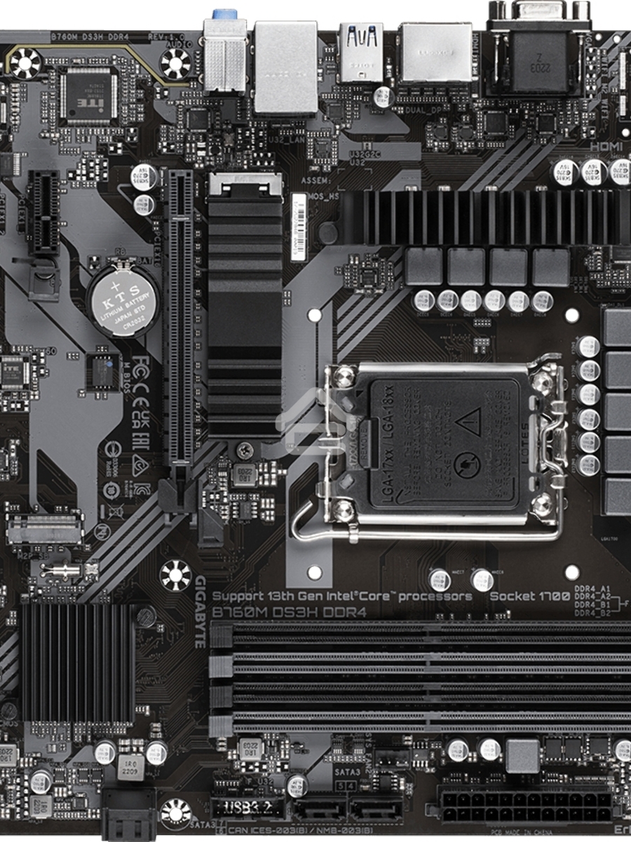 Материнская плата Gigabyte B760M DS3H DDR4, LGA 1700, Intel B760, 4xDDR4, 4xSATA, 2xM.2, 1xPCIe 4.0 x16, 2xPCIe x1, 1xHDMI, 1xDP, 1xVGA, 1x 2.5Gb LAN, 3xUSB-A 3.2 Gen 1, 1xUSB-C 3.2 Gen 2, 2xUSB-A 2.0, 3x3.5 мм, 7.1, mATX