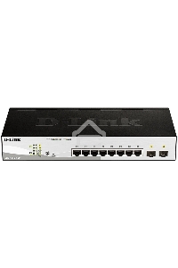 Коммутатор D-Link DGS-1210-10P/FL2A Управляемый L2 коммутатор с 8 портами 10/100/1000Base-T и 2 портами 1000Base-X SFP (8 портов PoE 802.3af/at, PoE бюджет 65 Вт)