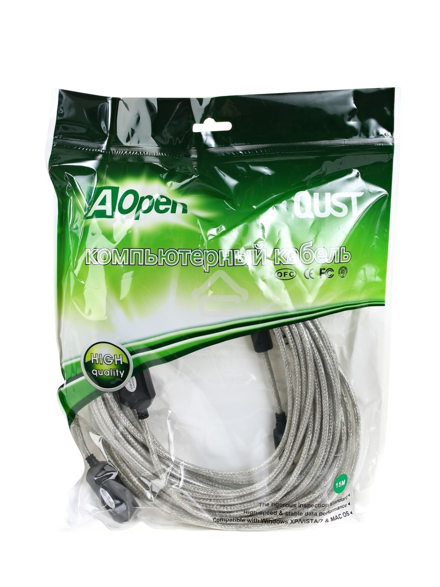 Кабель удлинитель Aopen активный ACU823-15M , USB2.0-repeater AM/AF 15м