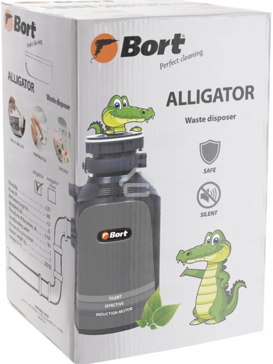 Измельчитель пищевых отходов Bort Alligator, 560 Вт., объём 1 450 мл., пневмовыключатель