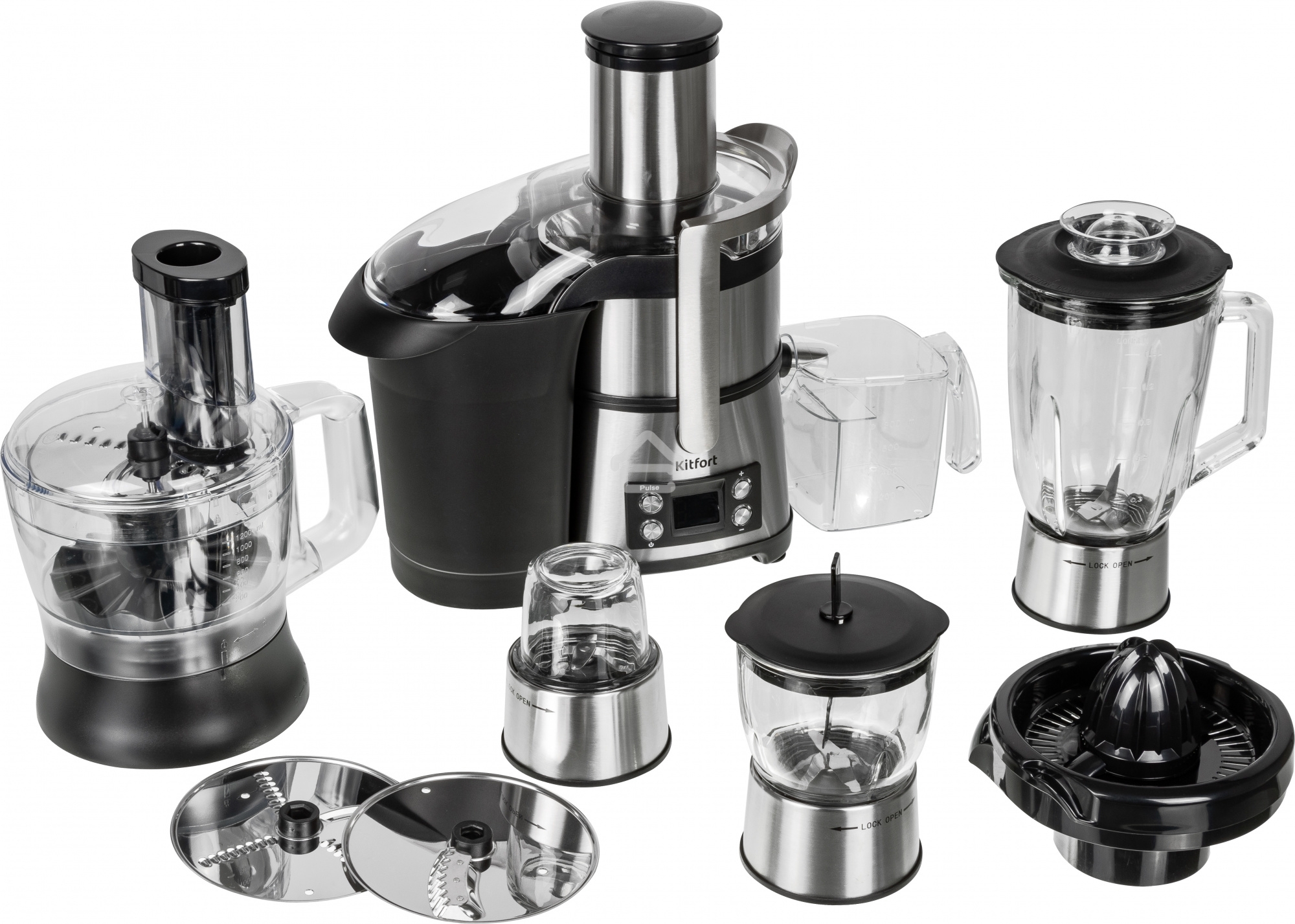 Кухонный комбайн Kitfort KT-1395 800Вт серебристый/черный