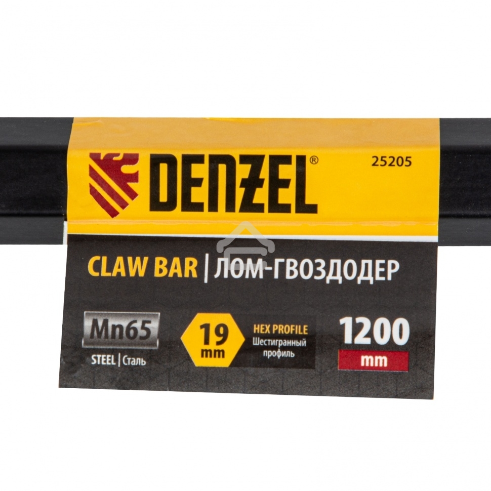 Лом-гвоздодер Denzel 1200 мм, шестигранный 19 мм, окрашенный, сталь 65