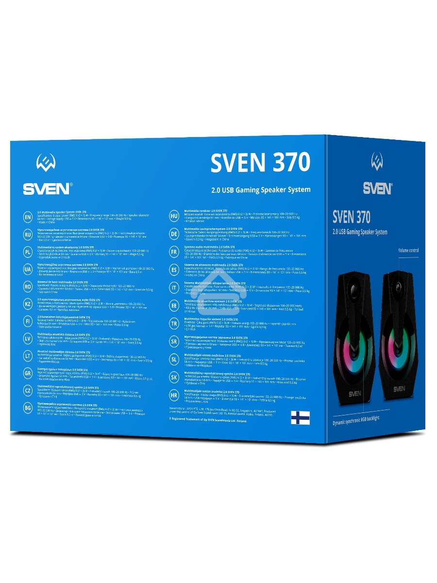 Колонки Sven 370 2.0 чёрные (2x2W, USB, RGB подсветка)