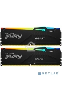 Оперативная память Kingston Fury Beast, DDR5, 64GB (2x32GB), 5200MHz, CL40, с радиатором, RGB, черный