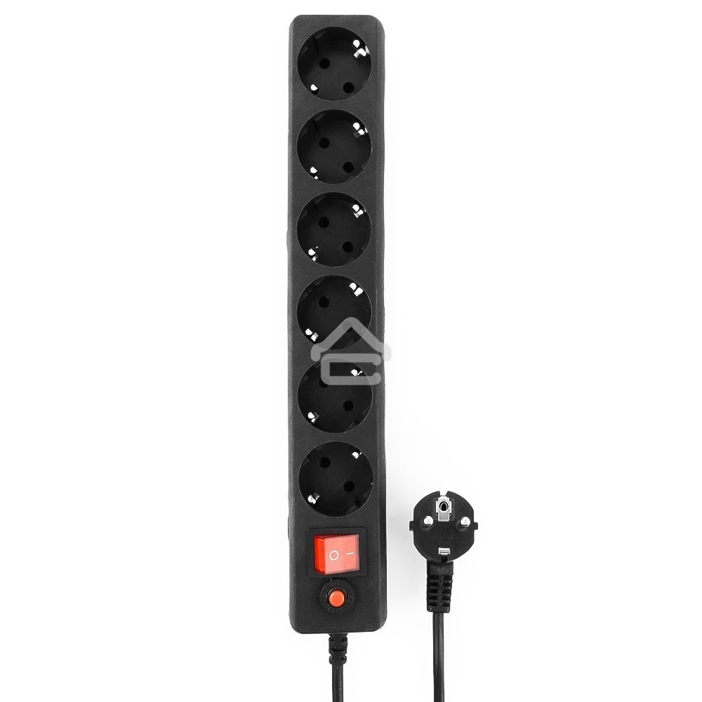 Сетевой фильтр Гарнизон 6 р, 10А, 3 м, ур.защиты 4, черный, пакет