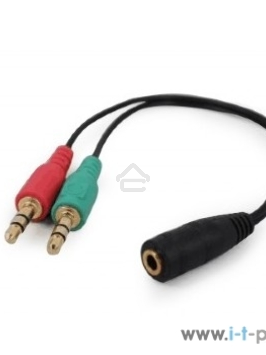 Кабель аудио сигнала Cablexpert, Jack3.5 нушники + 3.5 микрофон-> Jack3.5 4pin, длина 20см, черный