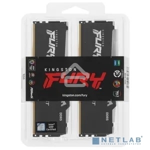 Оперативная память Kingston Fury Beast, DDR5, 64GB (2x32GB), 5200MHz, CL40, DIMM, с радиатором, RGB, черный