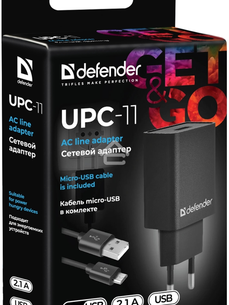 Сетевой адаптер Defender 1xUSB,5V/2.1А, кабель micro-USB (UPC-11)