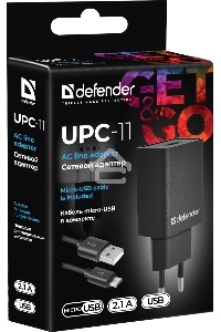 Сетевой адаптер Defender 1xUSB,5V/2.1А, кабель micro-USB (UPC-11)