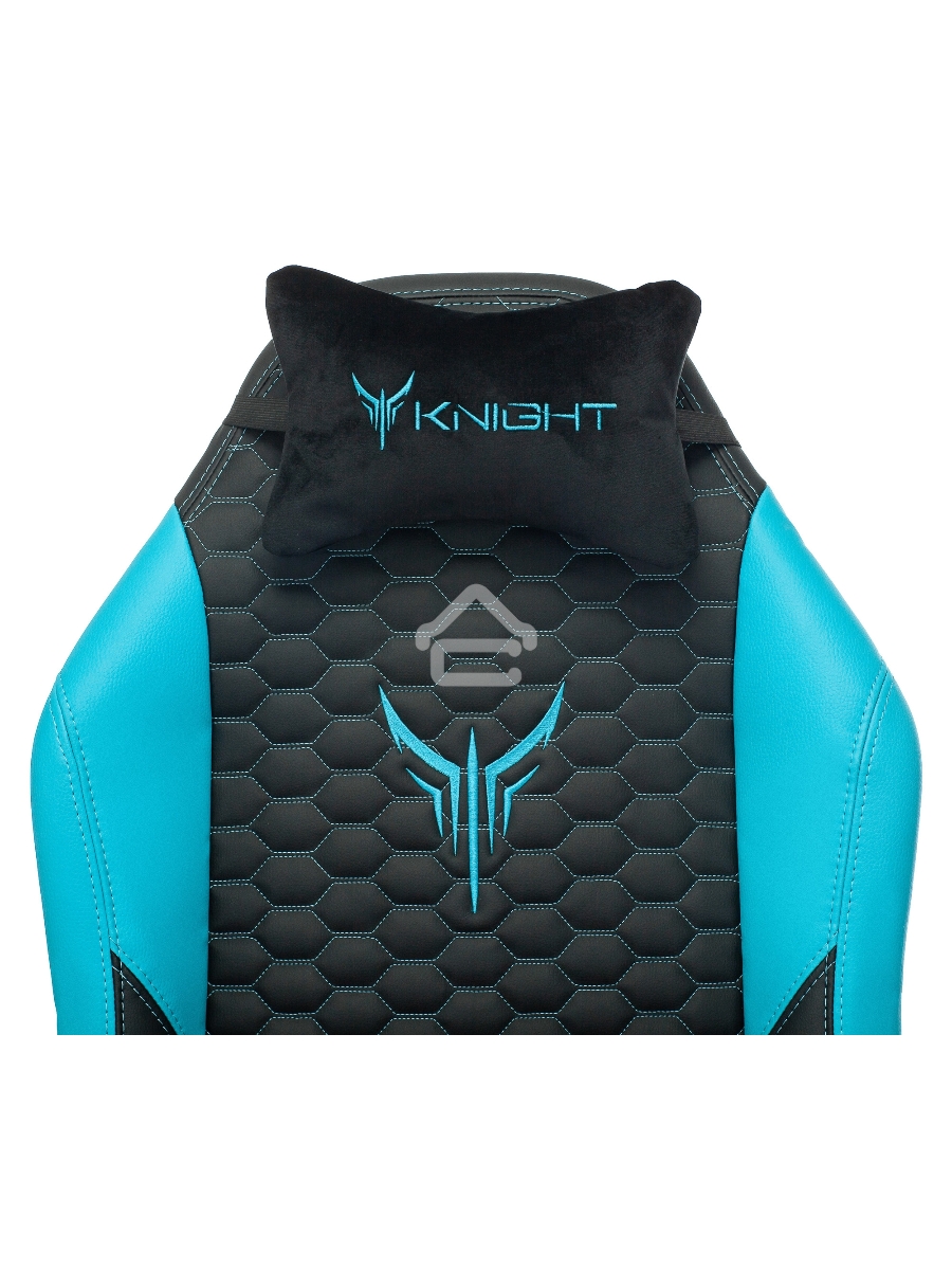 Кресло игровое Knight Neon черный/голубой соты эко.кожа с подголов. крестовина металл