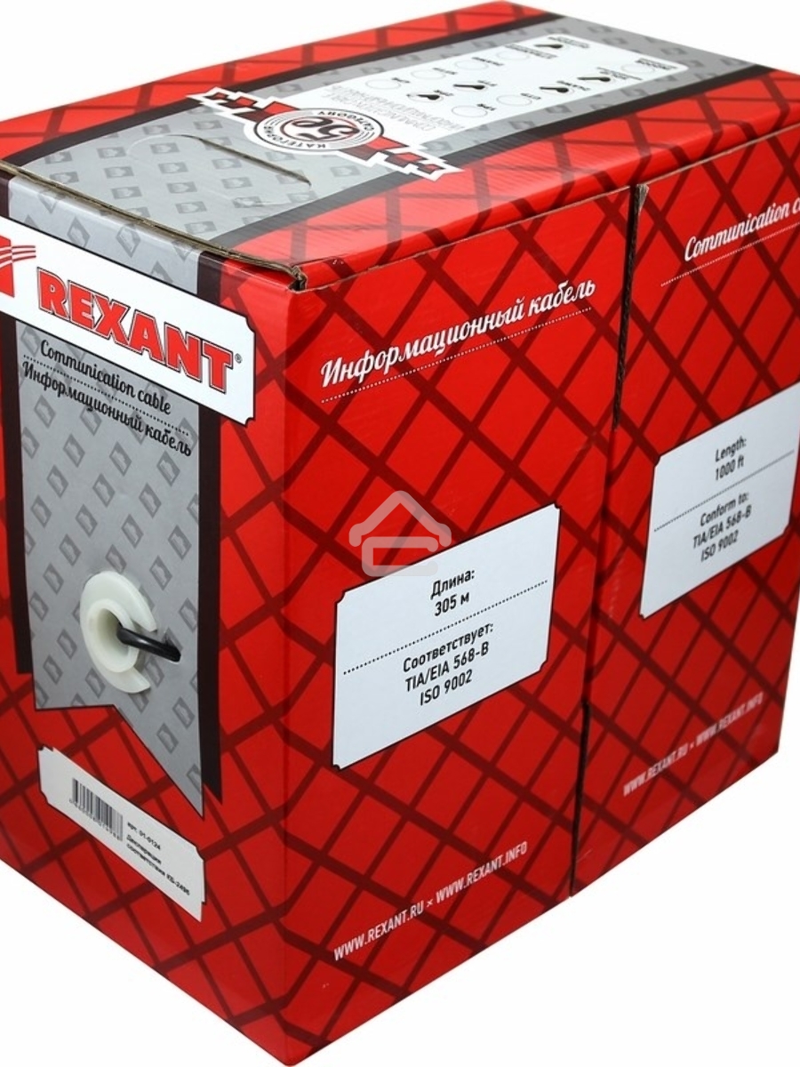 Кабель витая пара Rexant FTP 2PR 24AWG, CAT5e STRANDED (бухта 305 м)