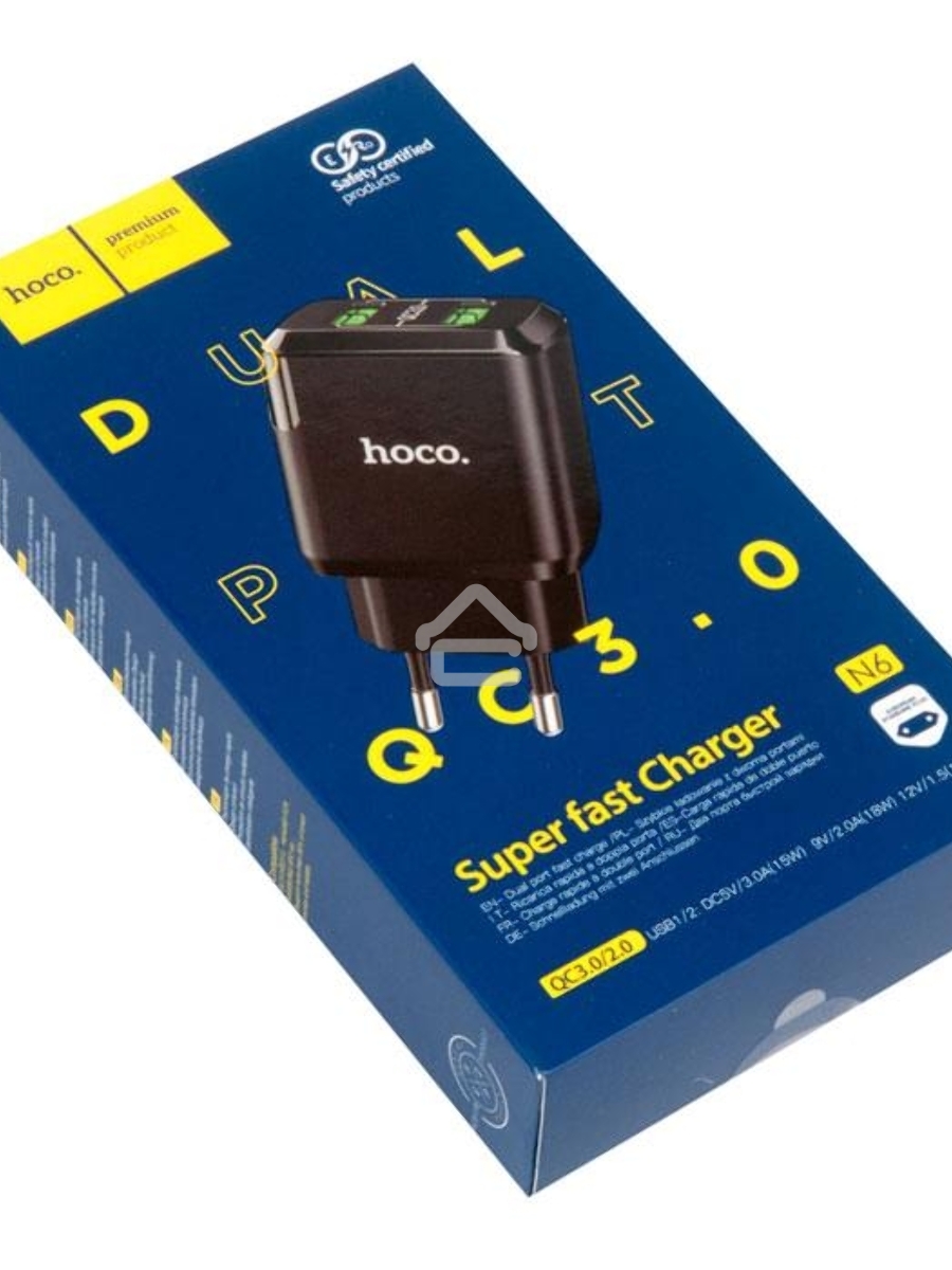 Зарядное устройство HOCO N6 Charmer QC3.0, 18W, два порта USB, 5V, 3.0A, черный