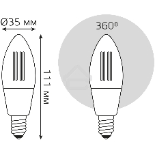 Лампа светодиодная филаментная Gauss Smart Home DIM+CCT E14 C35 4,5 Вт 2000-6500 К 1/10/40