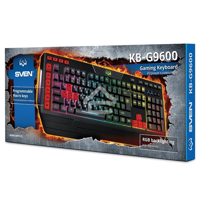 Клавиатура проводная игровая SVEN KB-G9600 (USB, 120 кл, ПО, RGb-подсветка)
