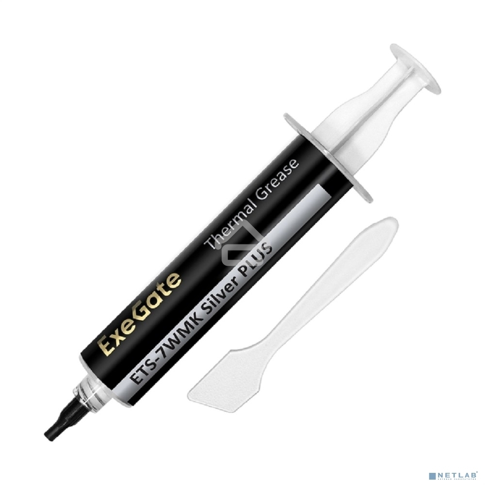 Термопаста ExeGate ETS-7WMK Silver PLUS (7,2 Вт/(м•К), 15г, шприц с лопаткой)