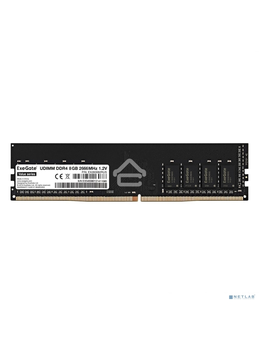 Оперативная память Exegate, DDR4, 8GB (1x8 GB), 2666 MHz, CL19, DIMM, OEM