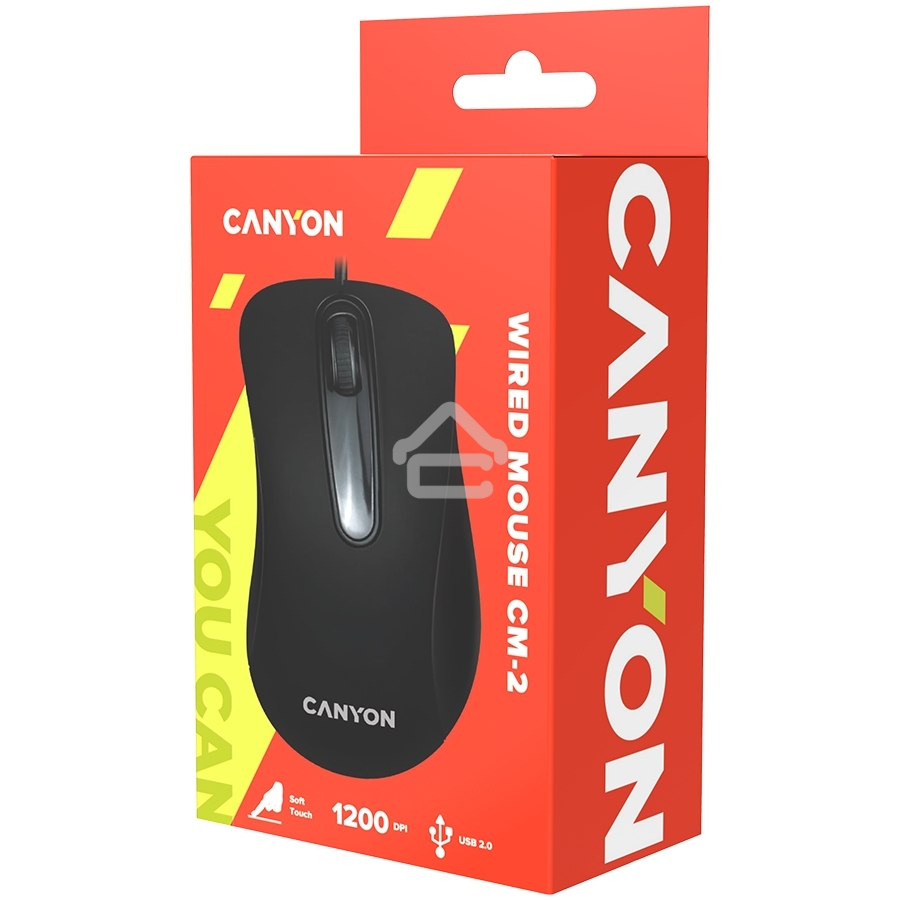 Мышь проводная Canyon CM-2 черный, 800 dpi, USB, кнопки - 3