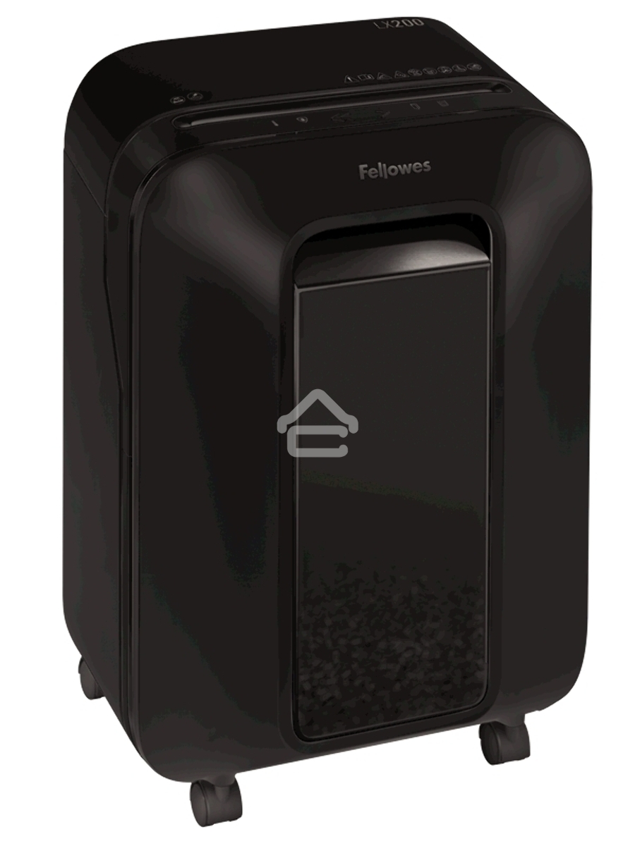 Шредер Fellowes PowerShred LX200 черный (секр.P-4)/перекрестный/12лист./22лтр./скрепки/скобы/пл.карты