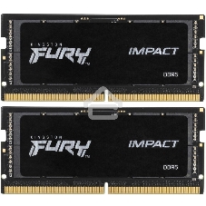 Оперативная память Kingston Fury Impact, DDR5, 32GB (2x16GB), 6400MHz, CL38, SO-DIMM, с радиатором, черный