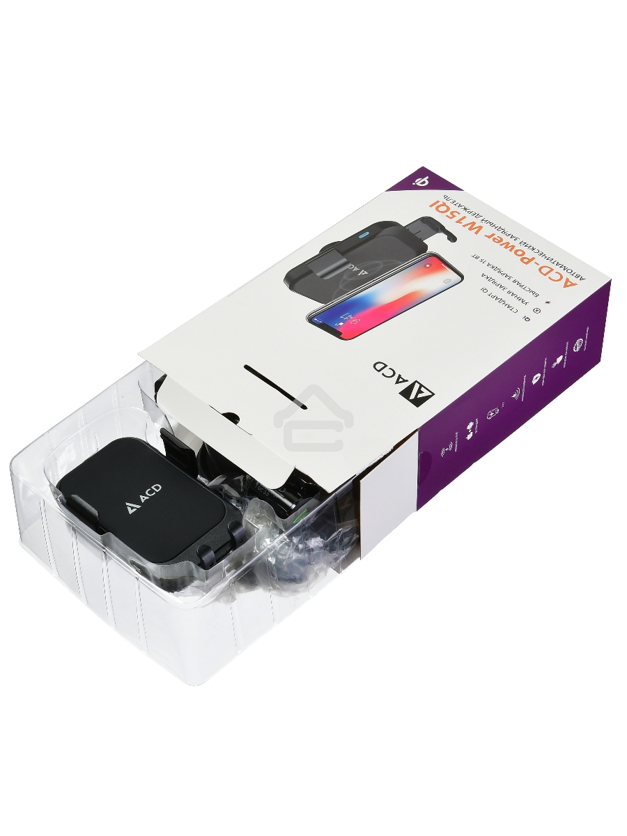 Автомобильная беспроводная зарядка-держатель с QC ACD ACD-W15QI-V1B 15Вт, , 5В/2А~12В/1,5А RTL {20}