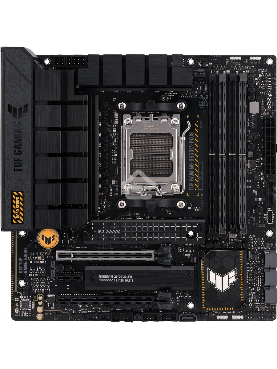 Материнская плата ASUS TUF GAMING B650M-PLUS, AM5, AMD B650, 4xDDR5, 4xSATA, 2xM.2, 1xPCIe 4.0 x16, 1xPCIe 4.0 x4, 1xDP, 1xHDMI, 1x 2.5Gb LAN, 4xUSB-A 3.2 Gen 2, 1xUSB-A 3.2 Gen 1, 1xUSB-C 3.2 Gen 2x2, 5x3.5 мм, 7.1, mATX